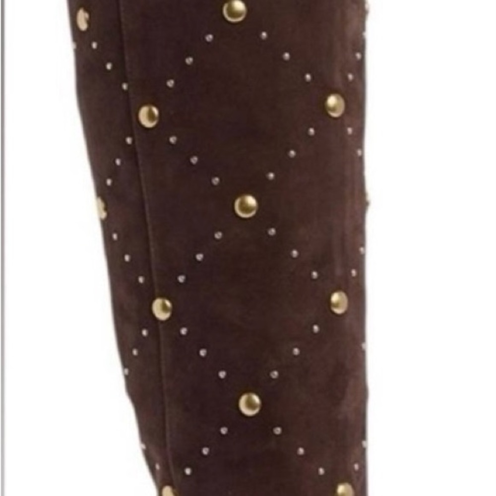 Vince Camuto Brown Heeled Boots with Gold Studs.   NWOB